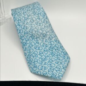 Hermes Blue Silk Tie with Elegant Swirl Pattern -5174 IA